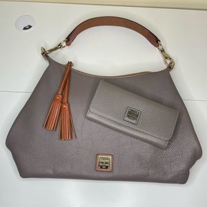 Dooney and Bourke Pebble Large East/West Sac and Wallet in Elephant
